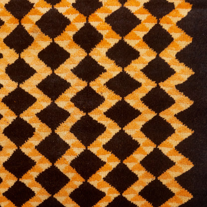 Vintage Black & Orange Diamond Rug