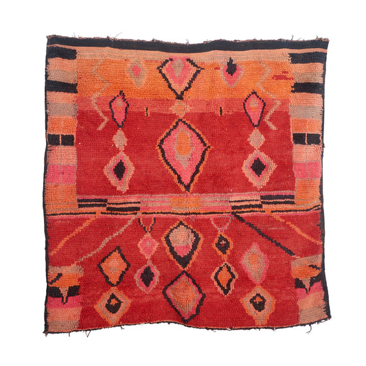 Vintage Red & Orange Abstract Rug