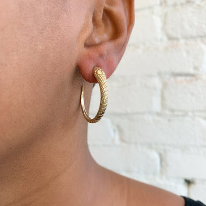 Gold Snake Hoop Earrings