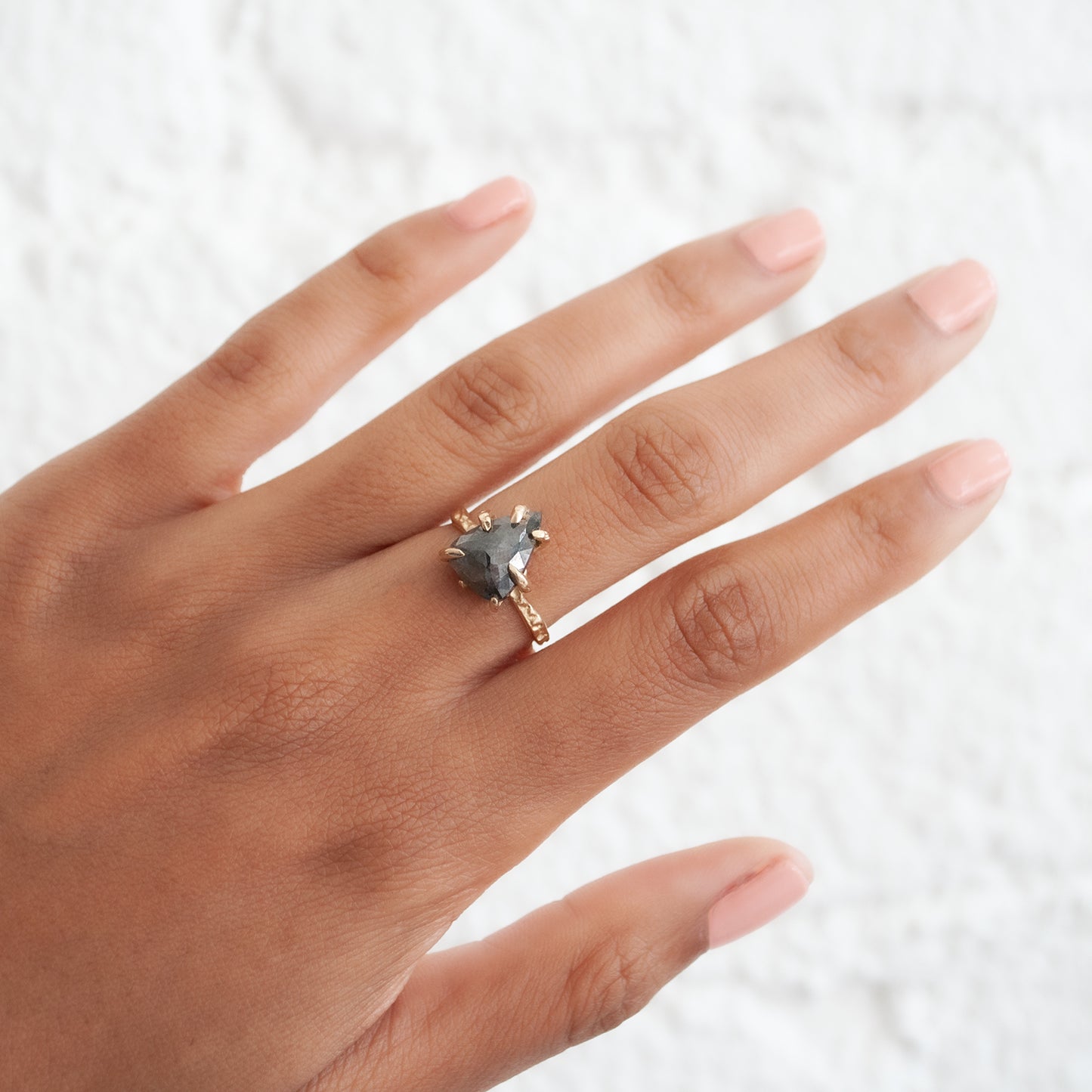 Dark Gray Pear Shaped Claw Ring