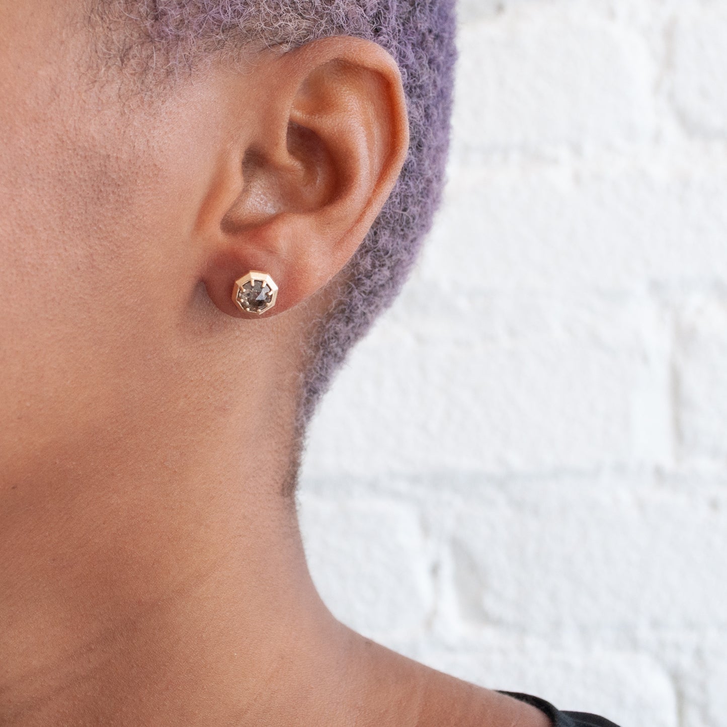 Deep Champagne Octagon Studs