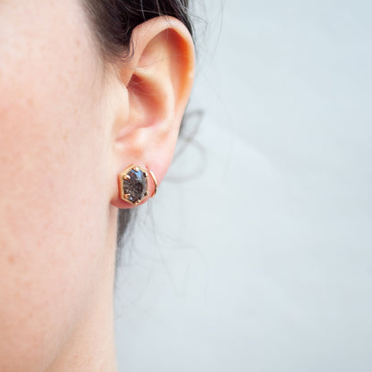 Large Hexagon Quartz Studs