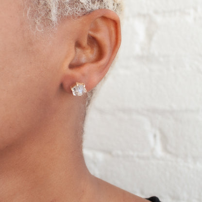 Large Quartz Hexagon Studs