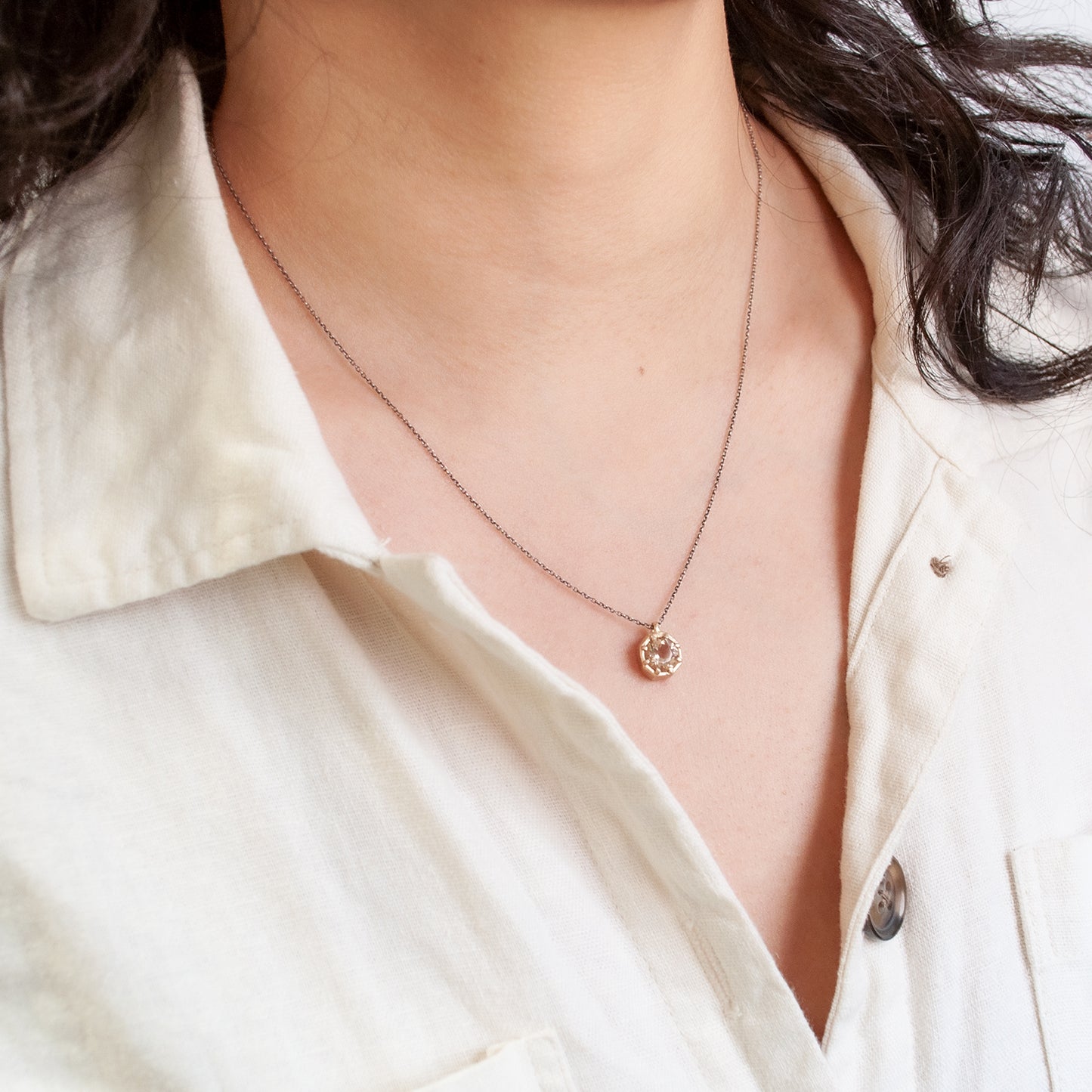 Champagne Quartz Octagon Necklace