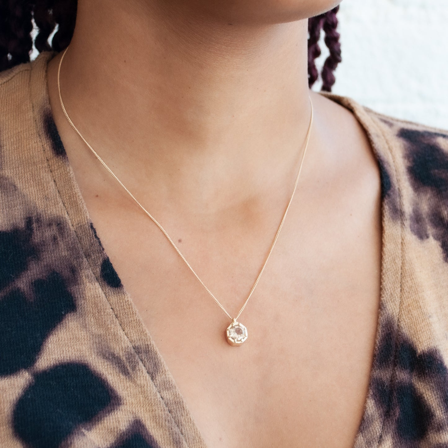 Champagne Quartz Octagon Necklace