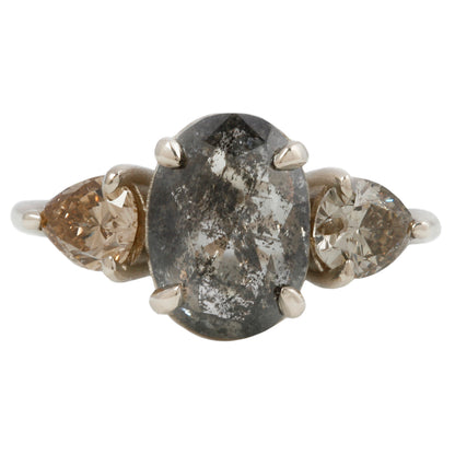 Speckled Oval Three Diamond Ring