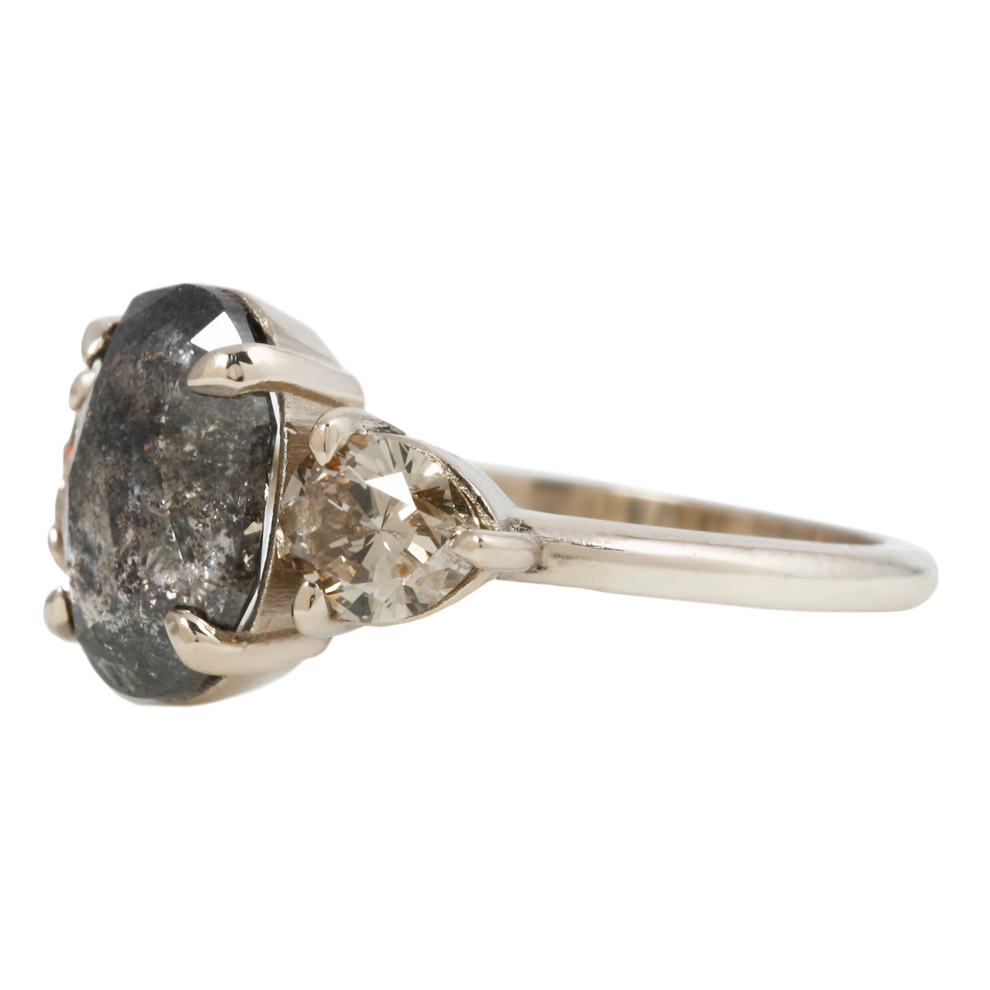 Speckled Oval Three Diamond Ring