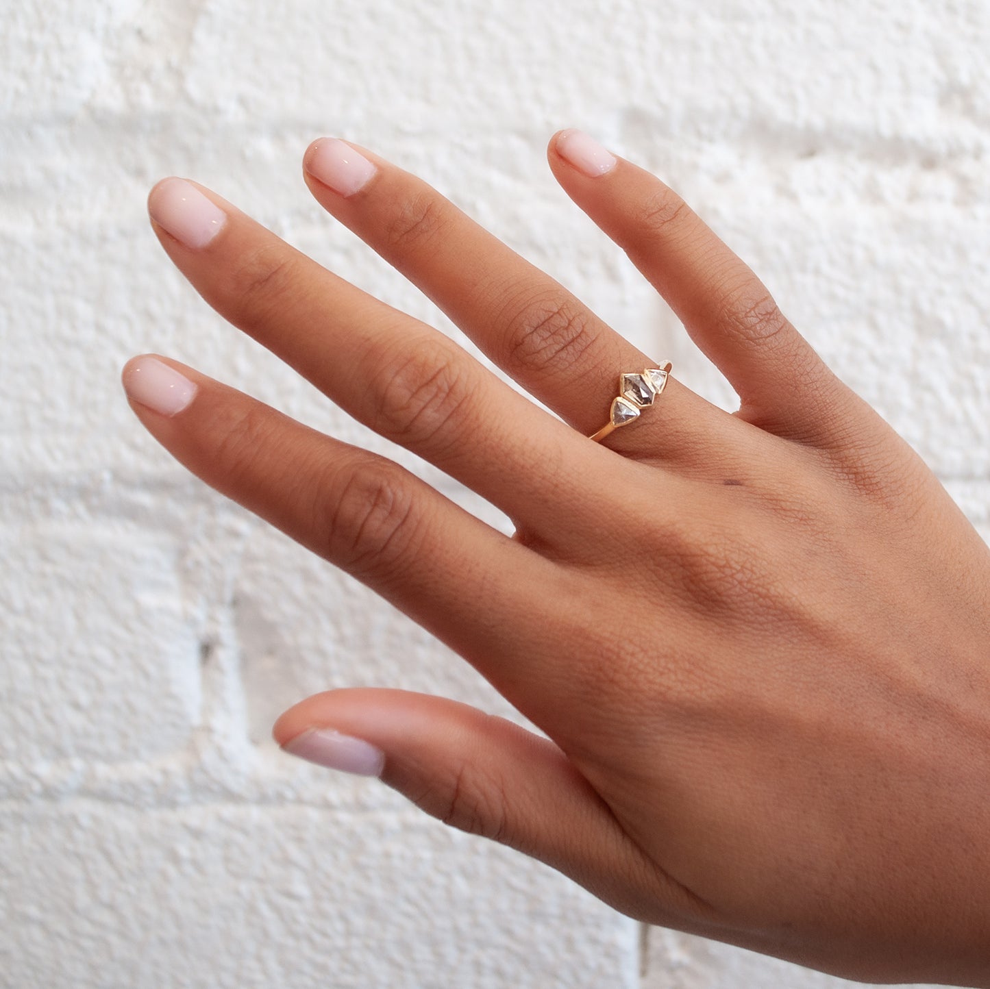Sunlit Path Three Stone Ring