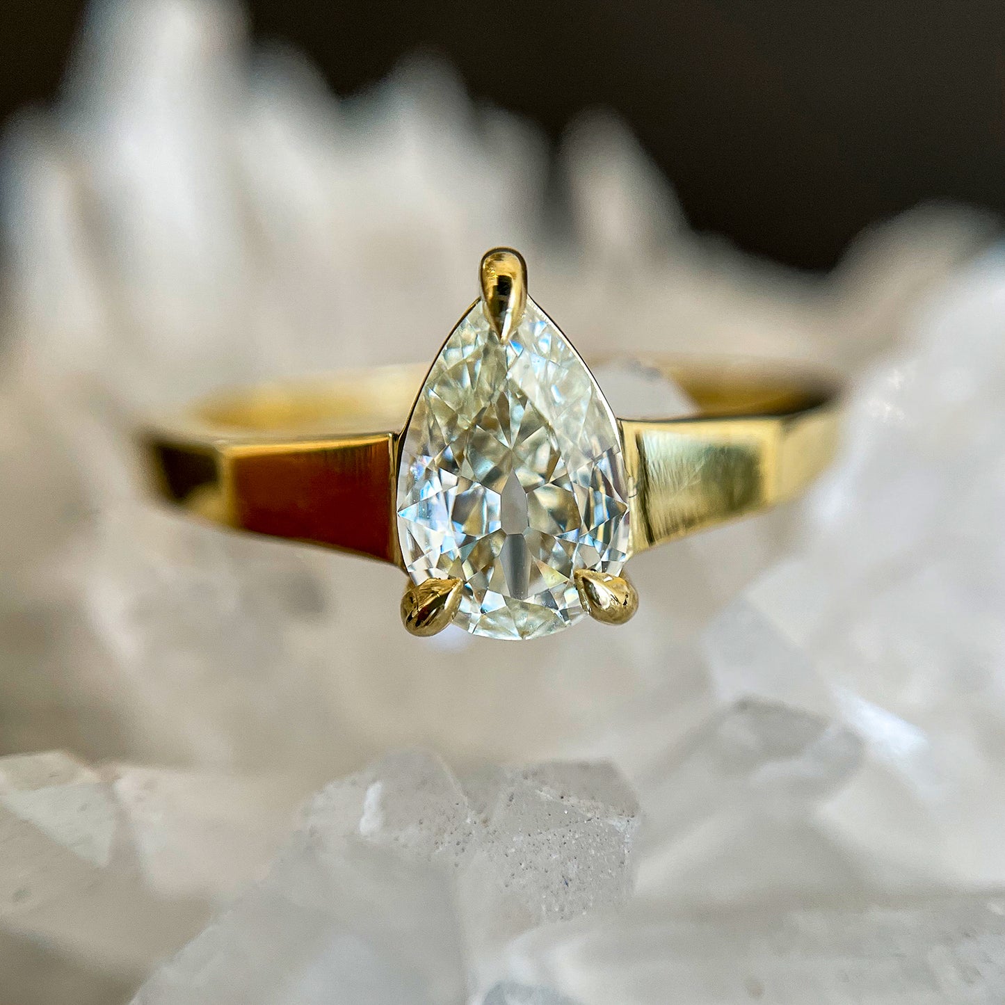 Pointed Pear Diamond Ring
