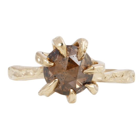 Round Cognac Stingray Claw Solitaire