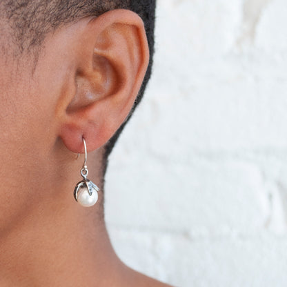 Silver Baroque Akoya Drop Earrings
