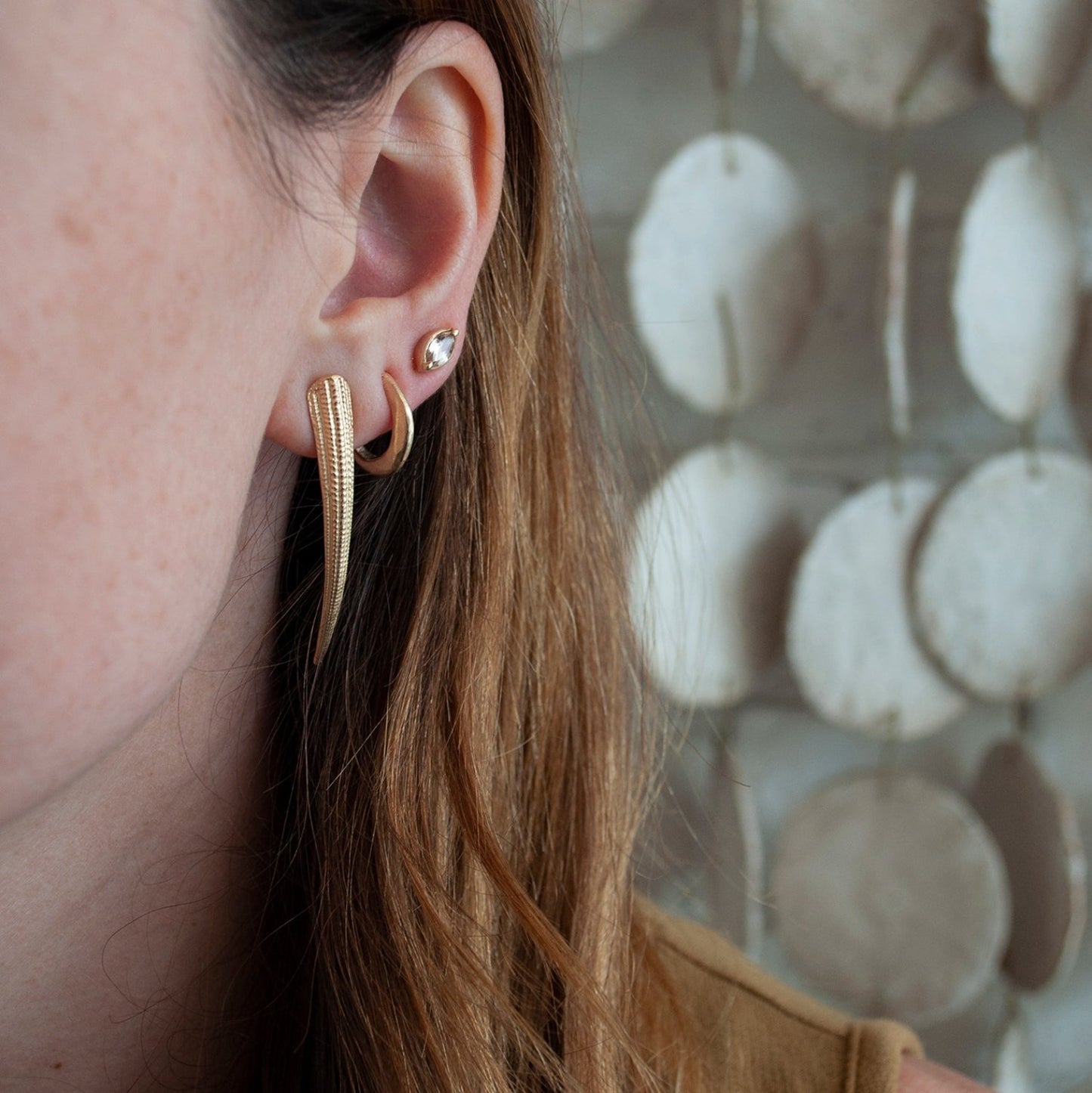 Gold Seashell Spike Earrings