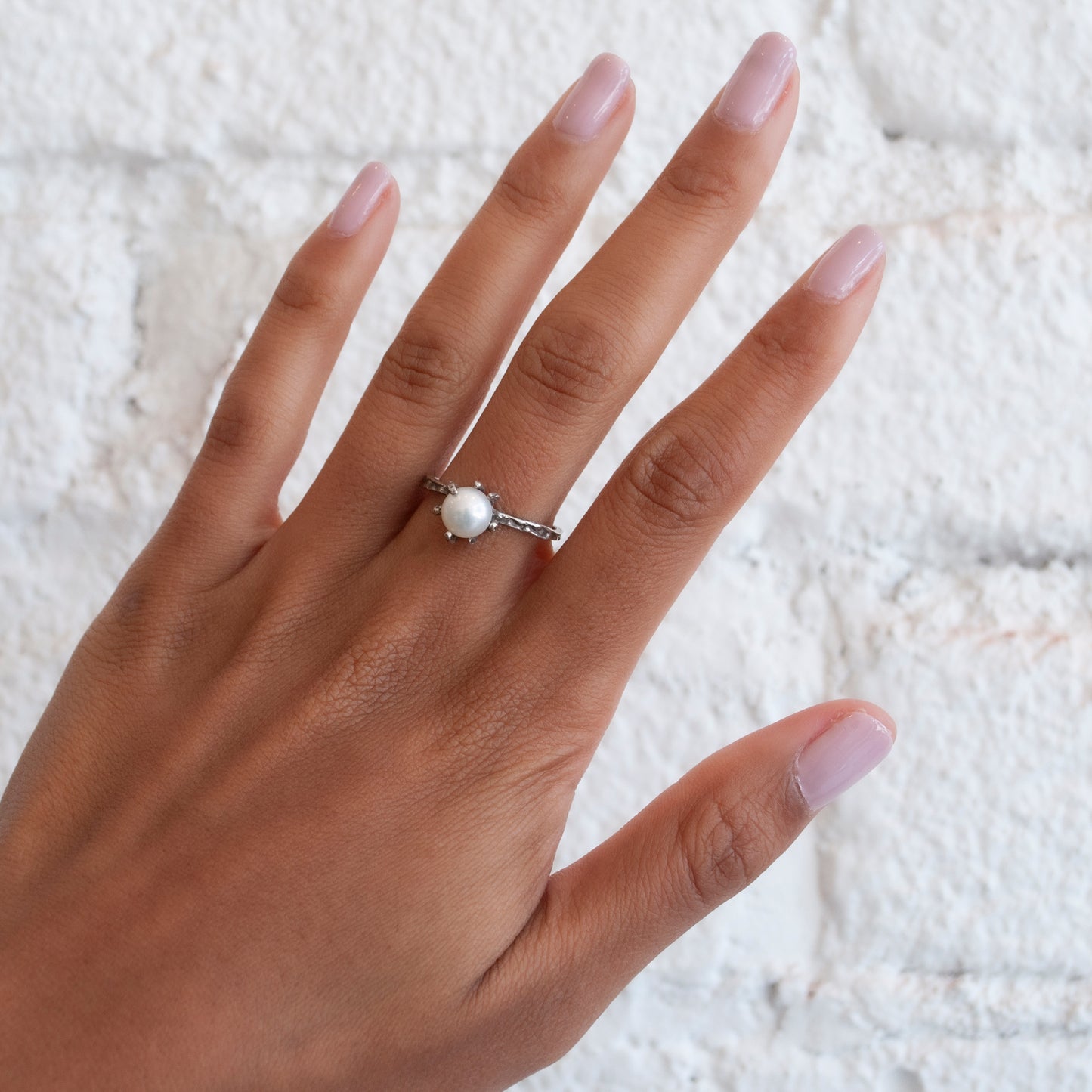 Silver Stingray Pearl Ring