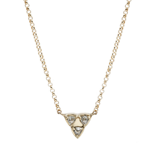 Lauren Wolf Three Diamond Triangle Necklace in Yellow Gold