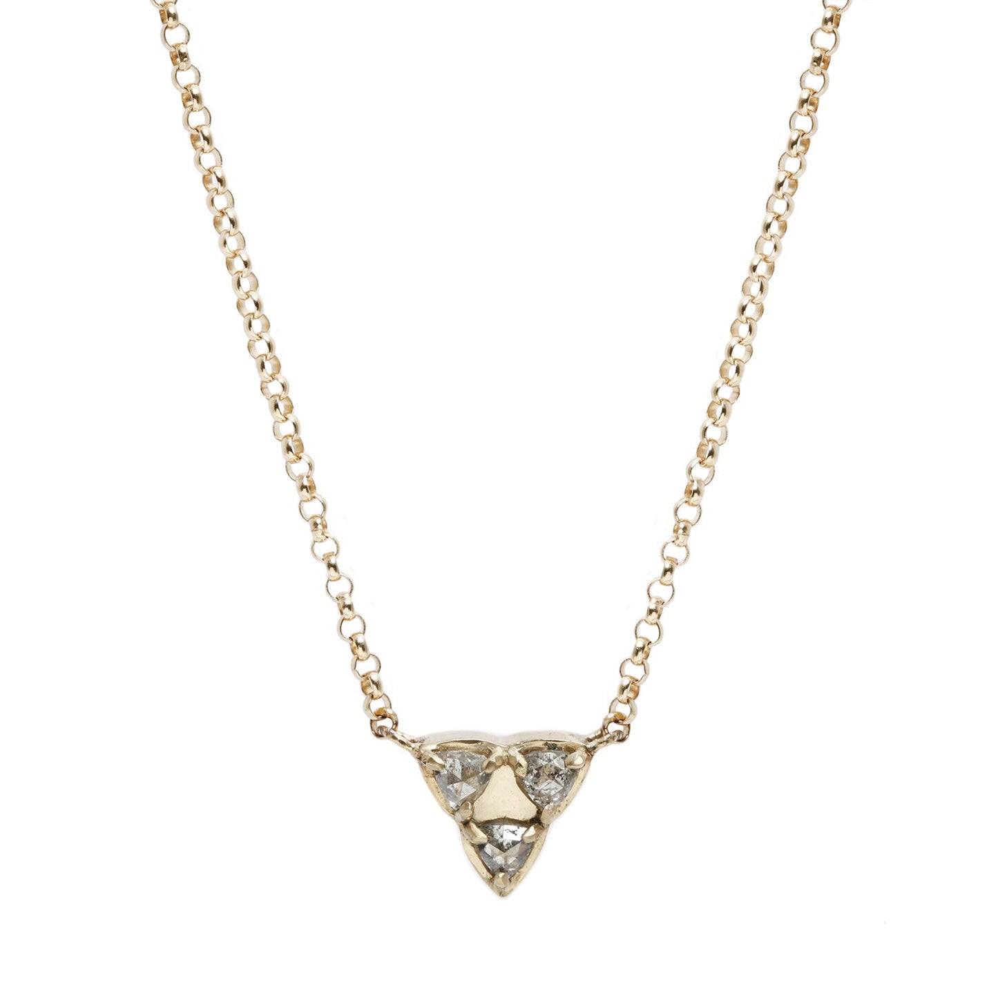 Lauren Wolf Three Diamond Triangle Necklace in Yellow Gold