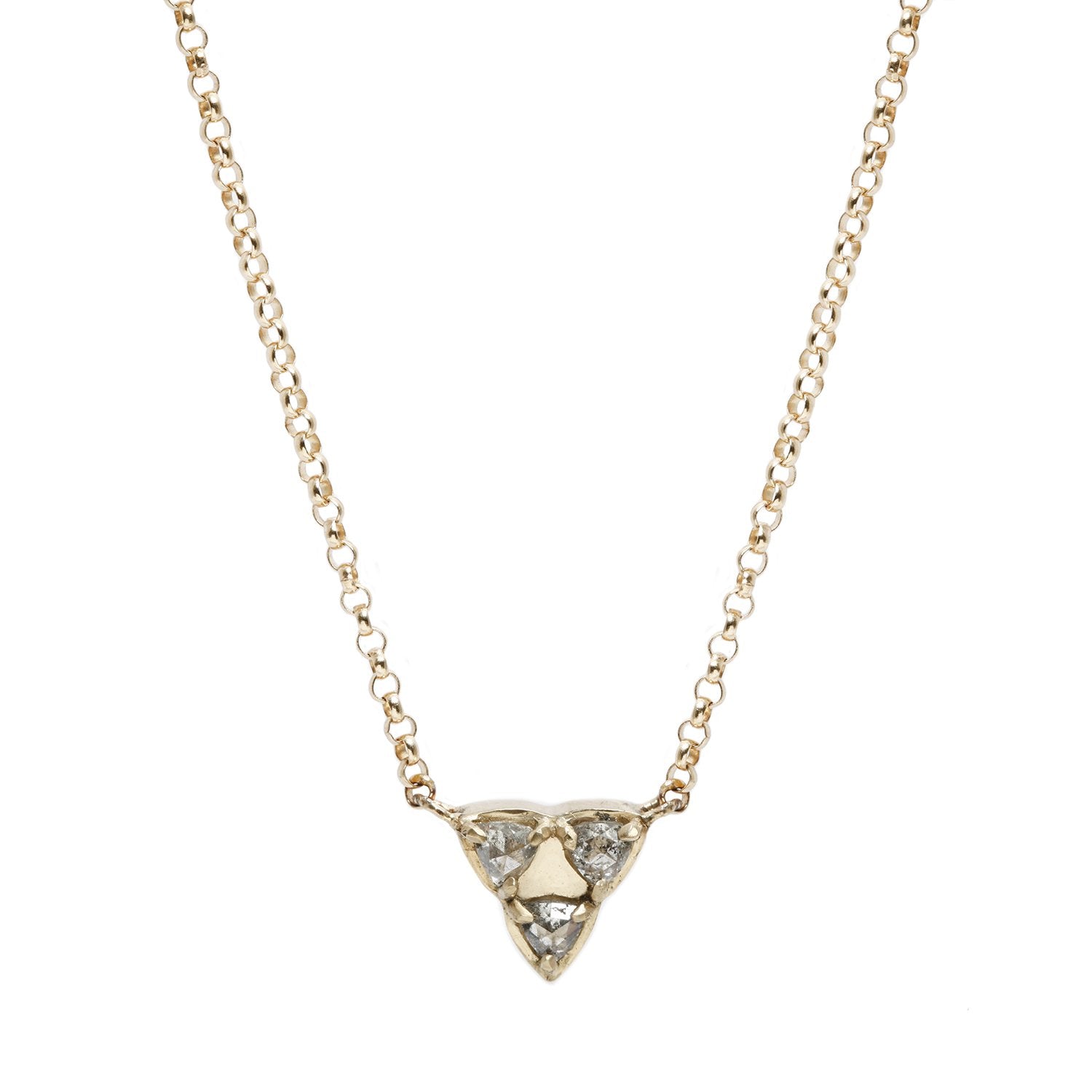 Lauren Wolf Three Diamond Triangle Necklace in Yellow Gold