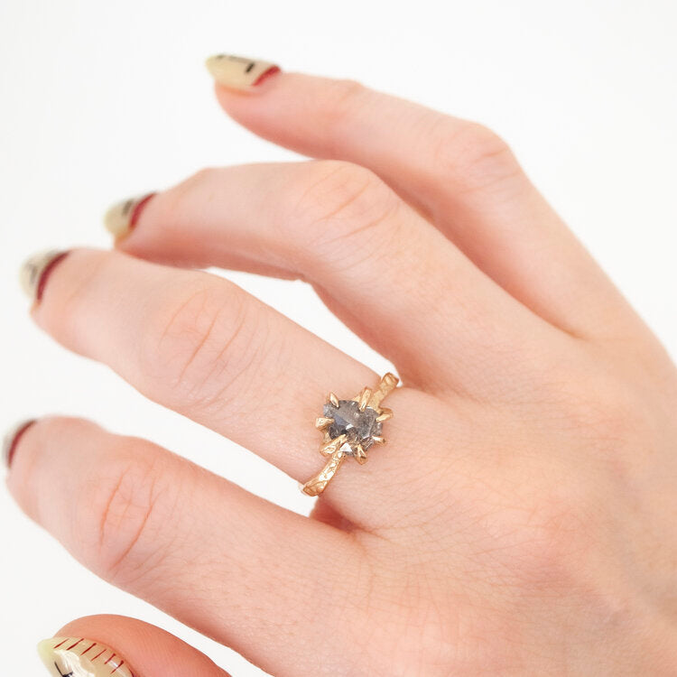 Salt & Pepper Diamond Stingray Claw Ring
