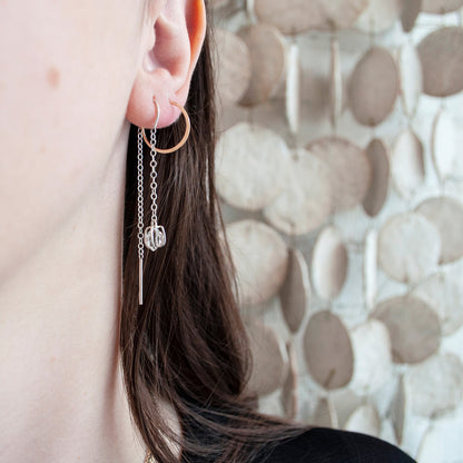 Thread Through Silver Herkimer Earrings