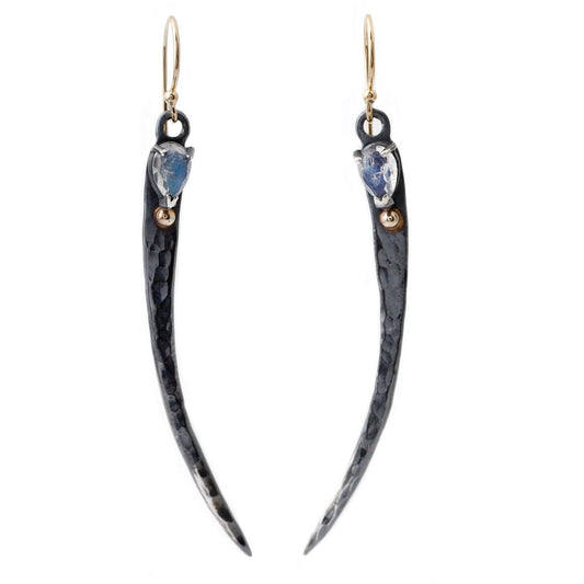 Moonstone Feather Earrings