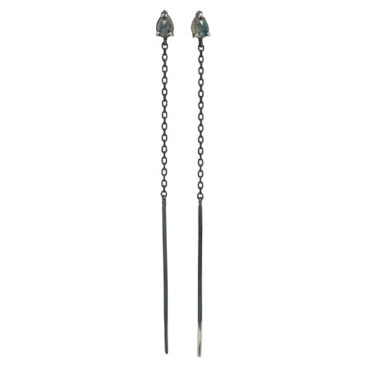 Silver Labradorite Bar and Streamline Earrings