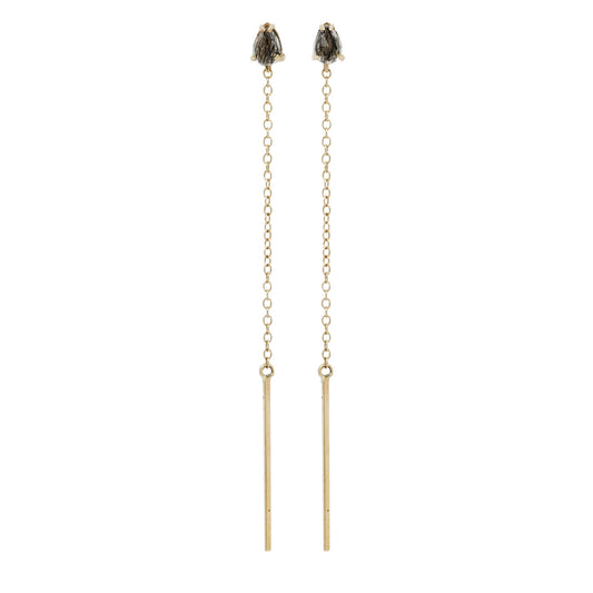 Gold Quartz Bar and Streamline Earrings