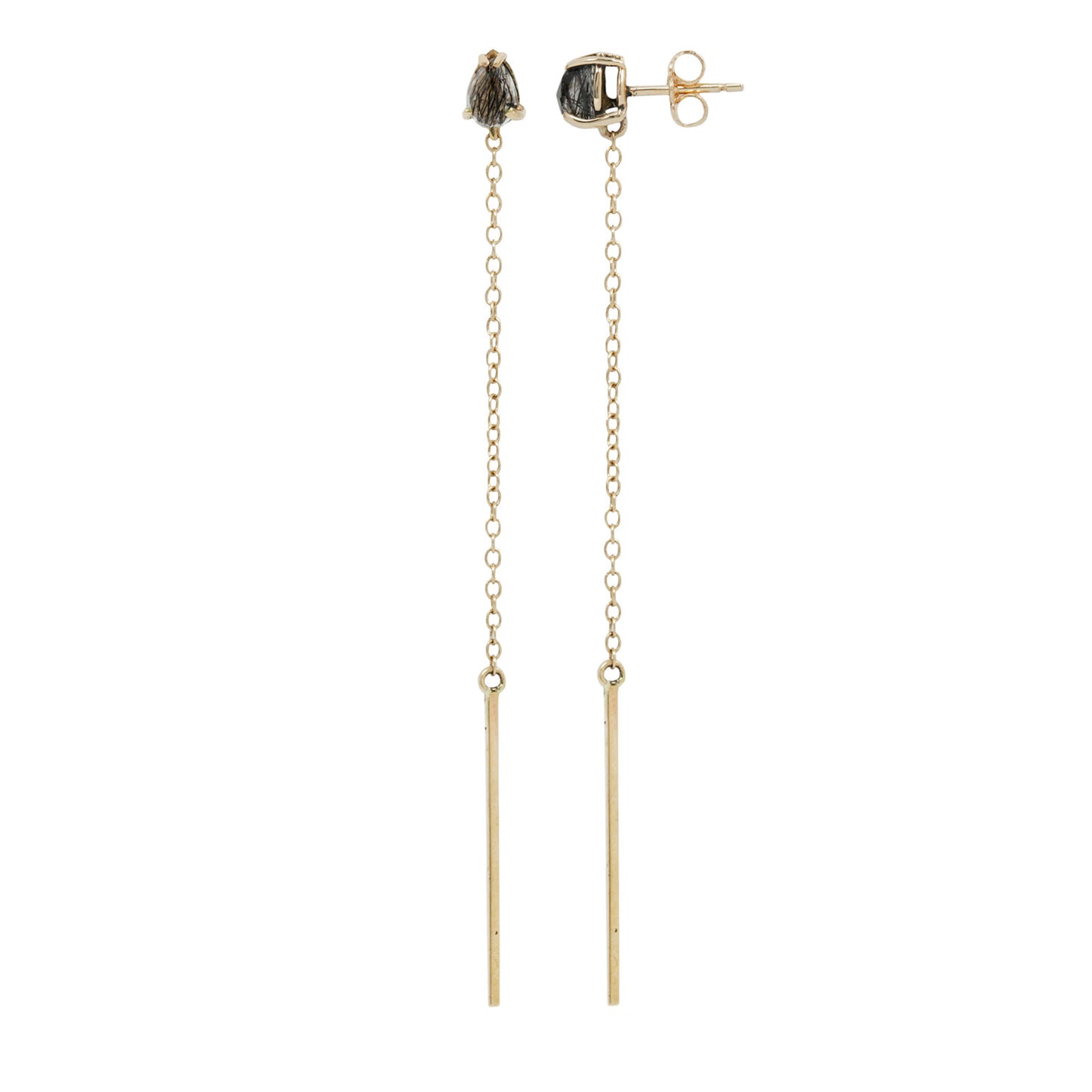 Gold Quartz Bar and Streamline Earrings