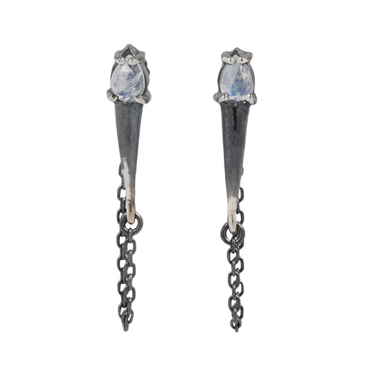 Silver Moonstone Torch Studs