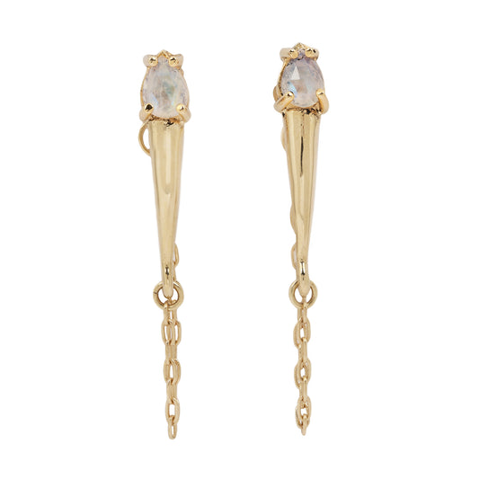 Gold Moonstone Torch Studs