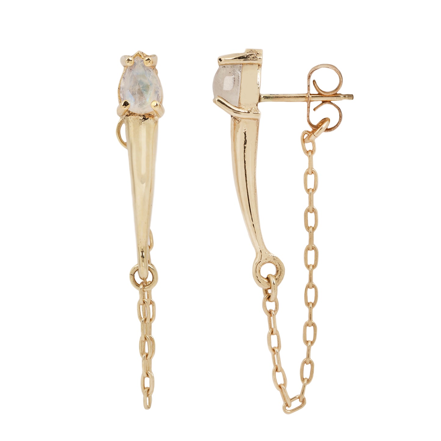 Gold Moonstone Torch Studs