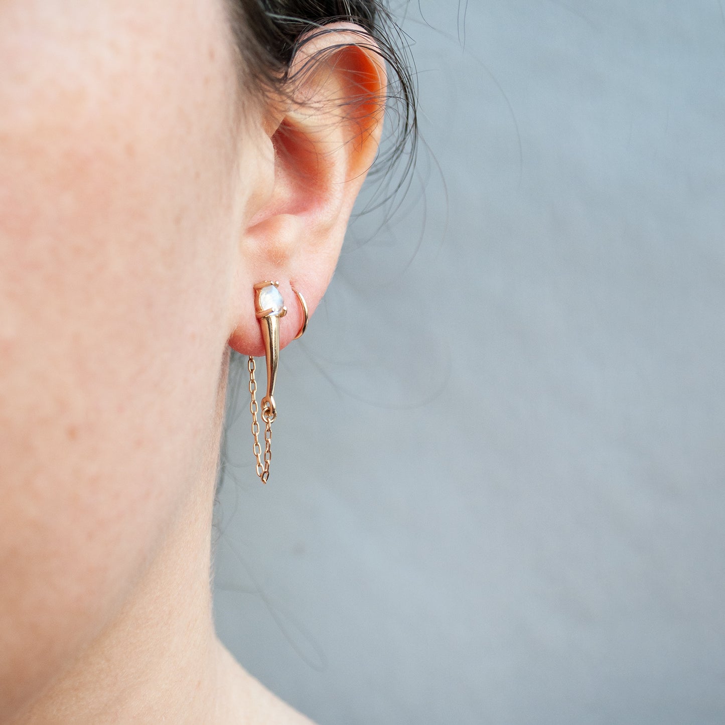 Gold Moonstone Torch Studs