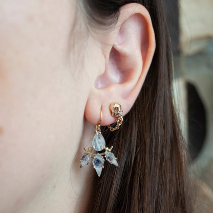 Gold Skull + Chain Earrings