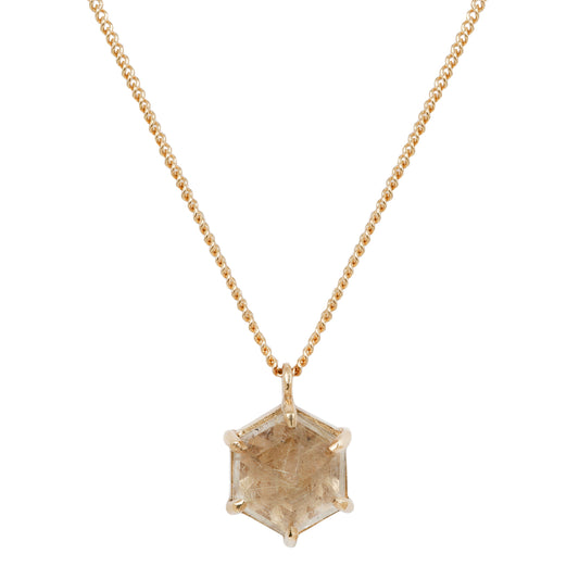 Large Yellow Quartz Hexagon Necklace