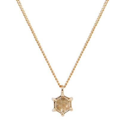 Small Yellow Quartz Hexagon Necklace