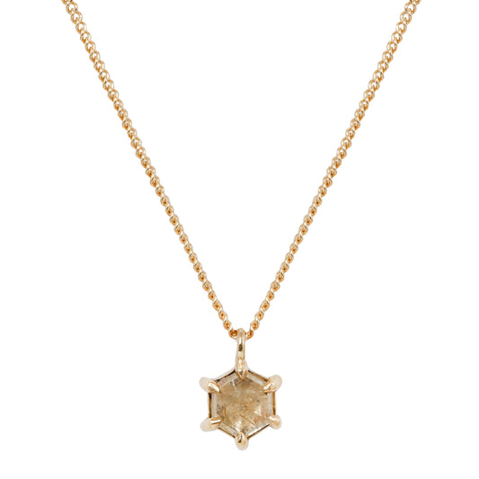 Small Yellow Quartz Hexagon Necklace