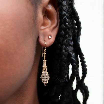 Diamond Lattice Textile Earrings