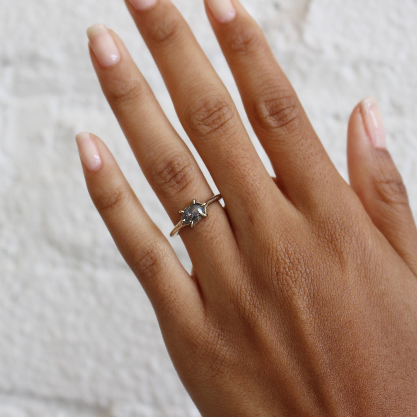 White Gold Hexagon Ring
