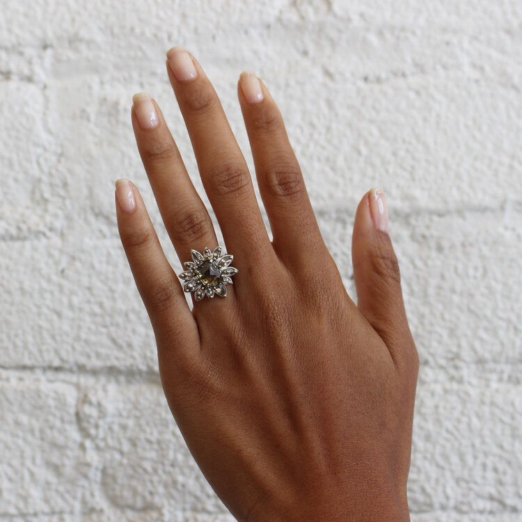 White Gold Flower Ring