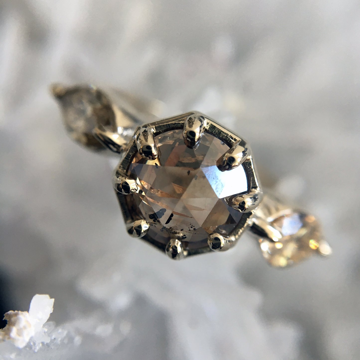 Cognac Diamond Marquise Ring