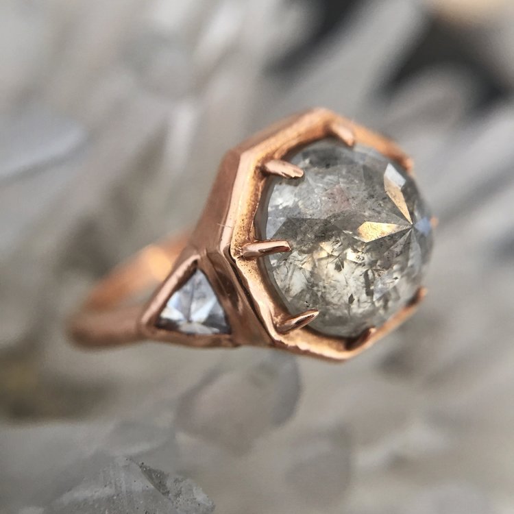 Gray Diamond Rose Gold Ring