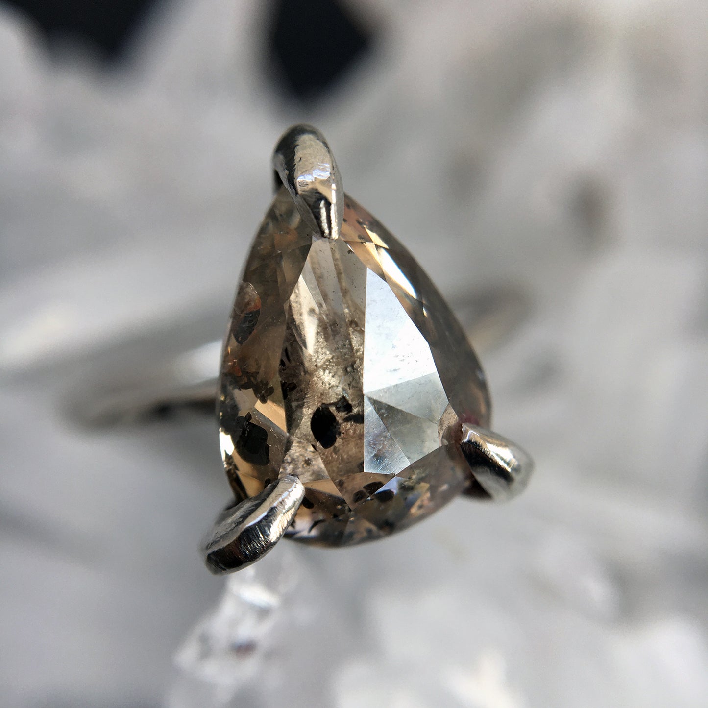 Platinum Contemporary Claw Ring