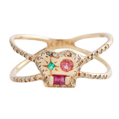 Mixed Gem Max Cage Ring
