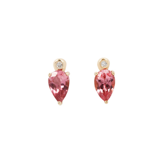 Pink Tourmaline Droplet Studs