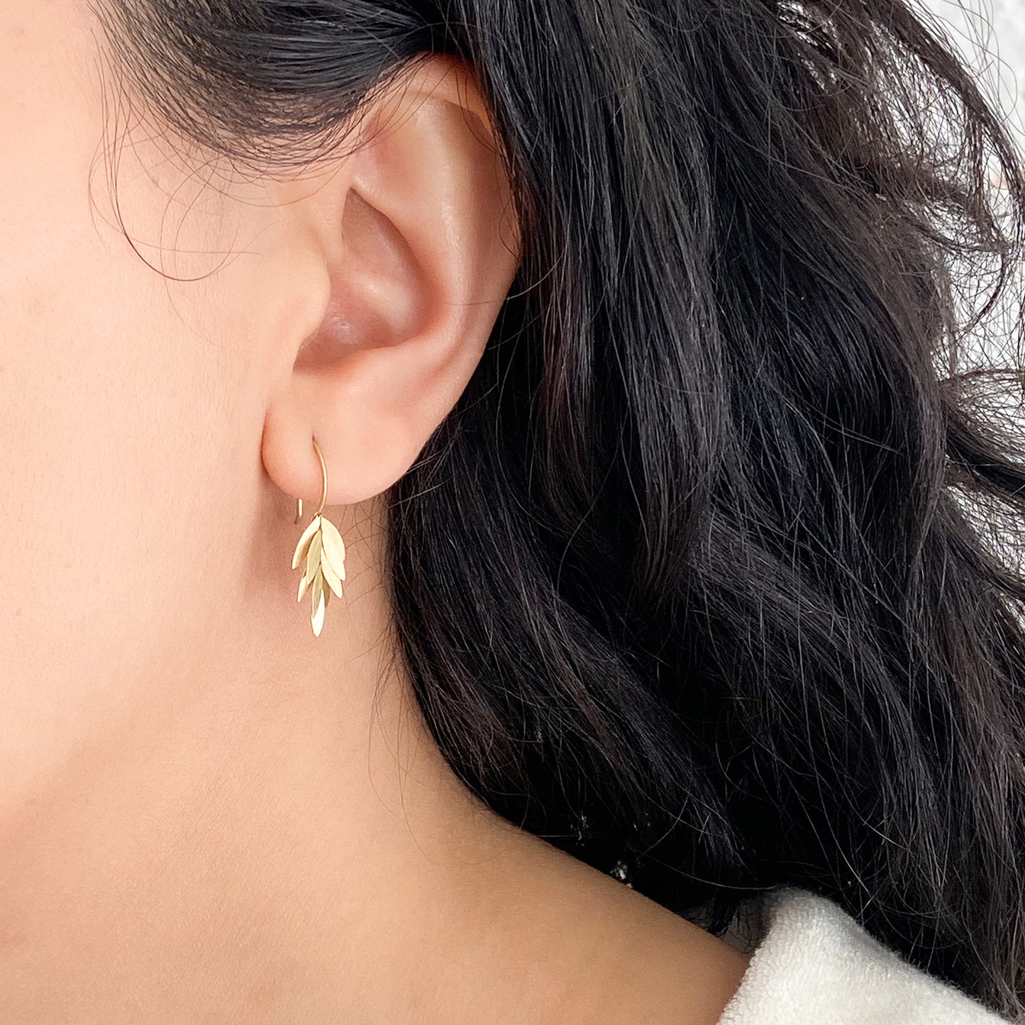Small Golden Leaf Earrings