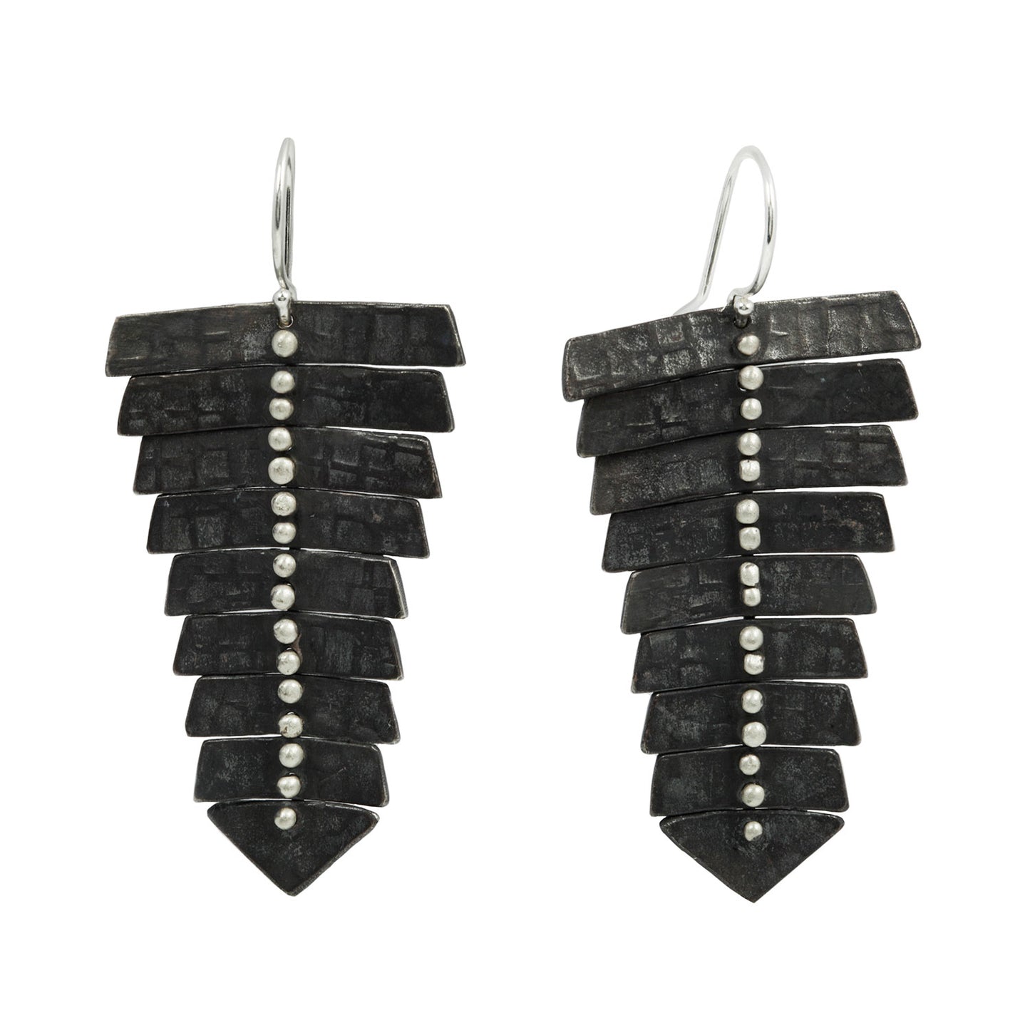 Oxidized Silver Fishbone Earrings