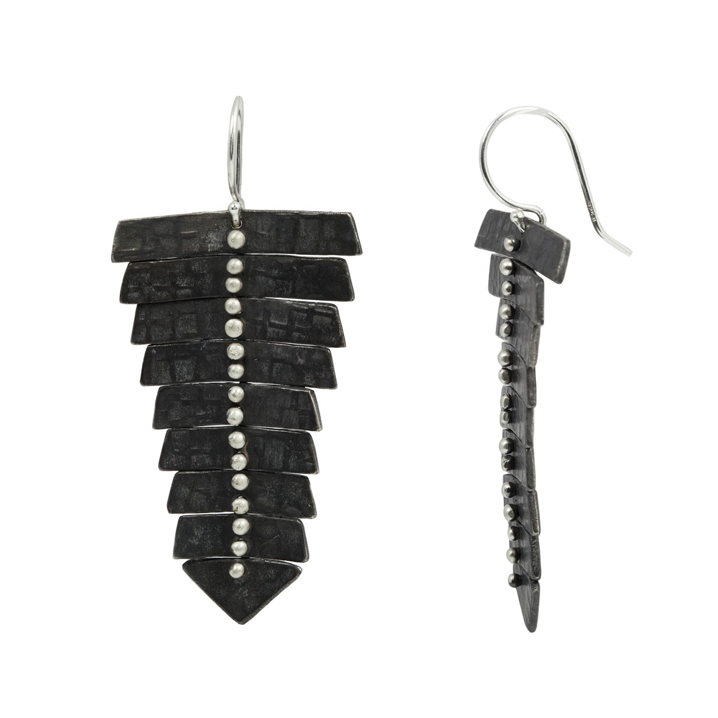 Oxidized Silver Fishbone Earrings