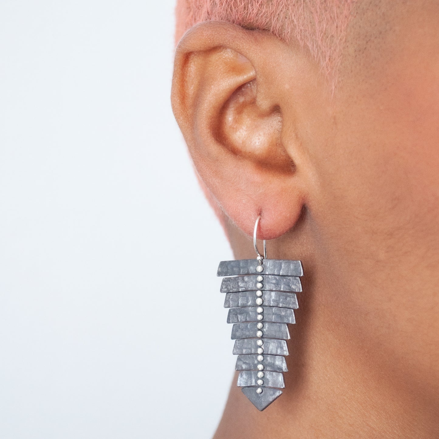 Oxidized Silver Fishbone Earrings
