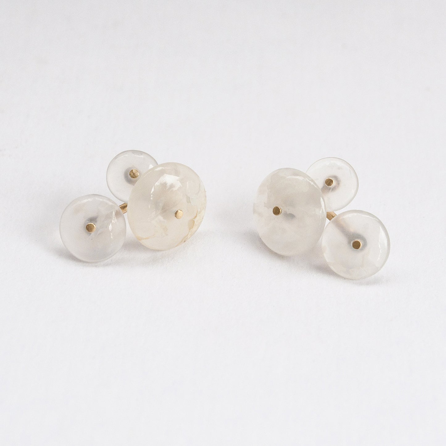 Three Part Agate Lichen Earrings