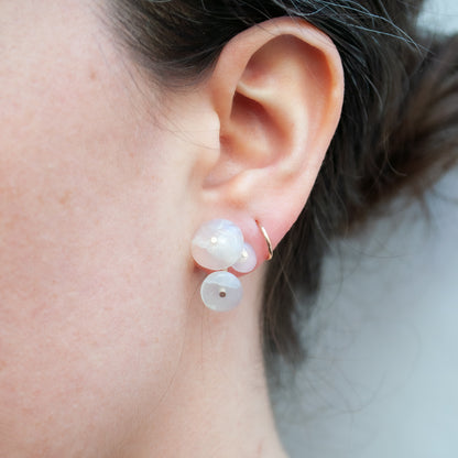 Three Part Agate Lichen Earrings