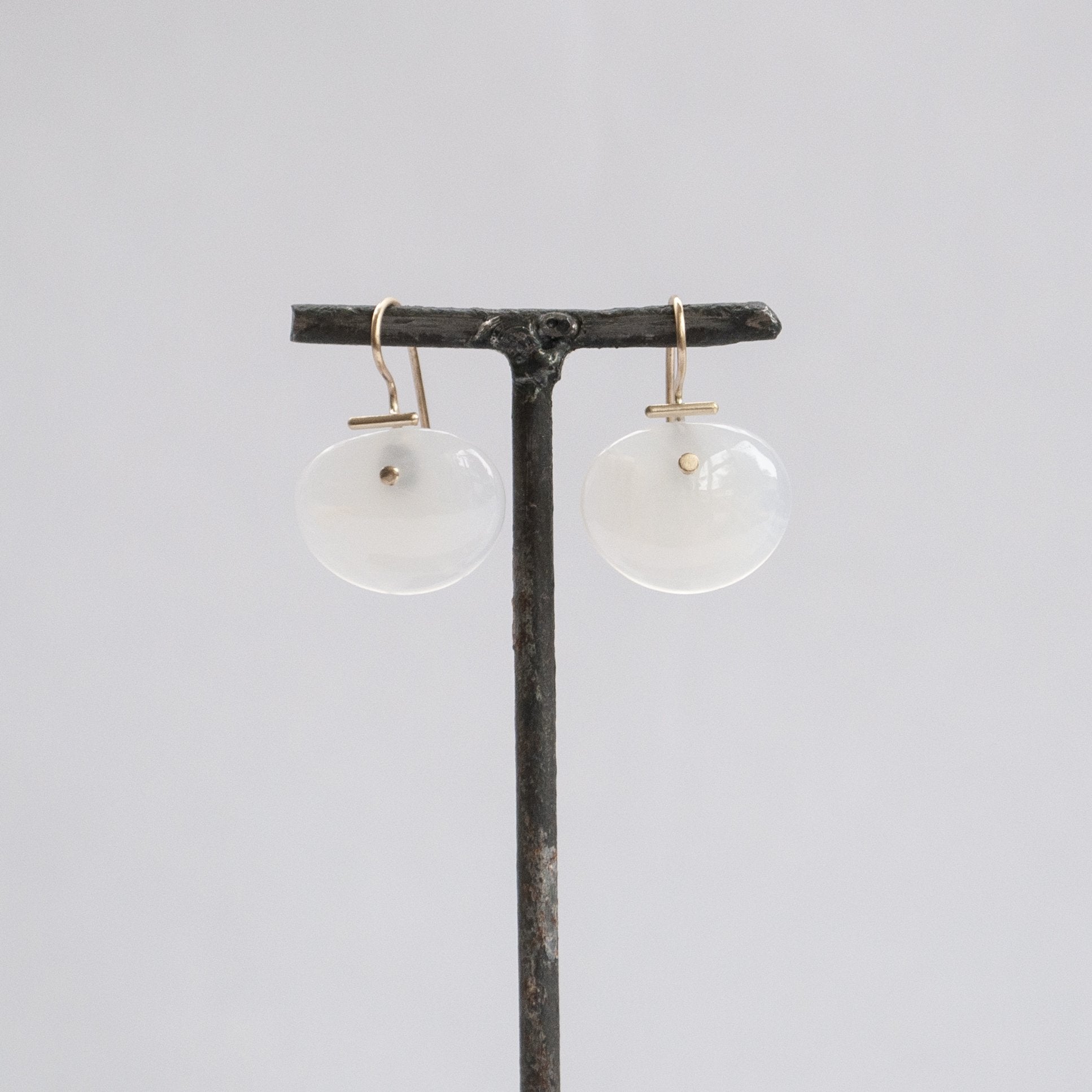 S. Yamane Studio Medium Lingzhi Kiku White Agate Earrings