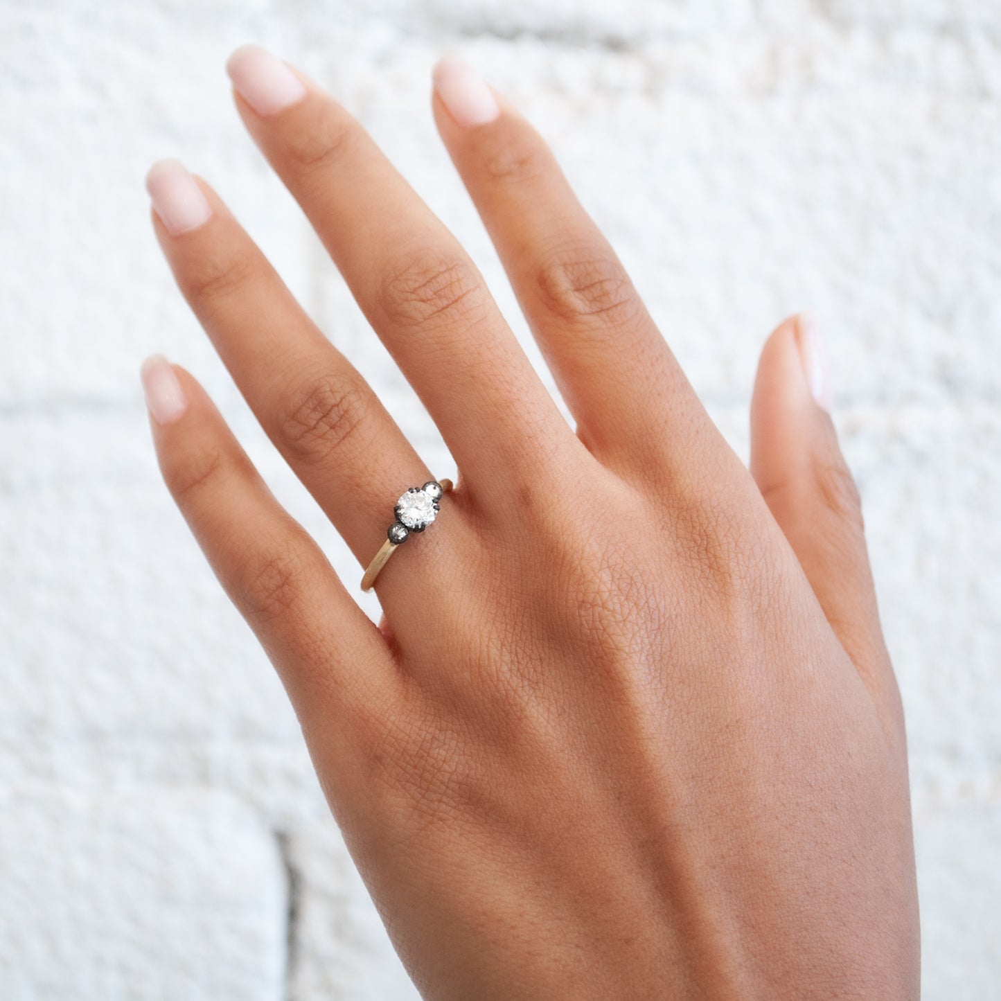Three Diamond Tidal Cushion Ring